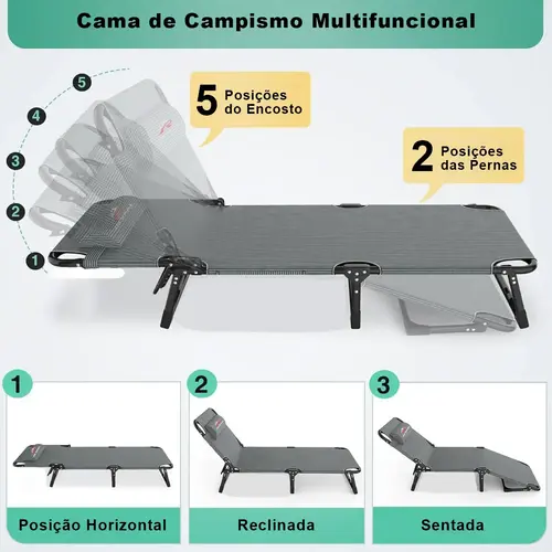 Espreguiçadeira Dobrável Reforçada — Kit conforto incluso