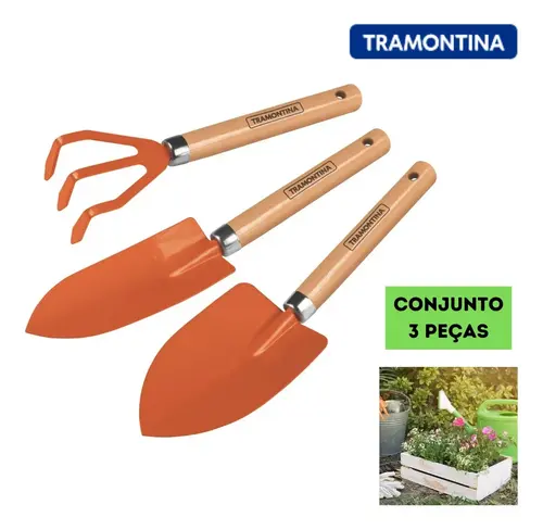Kit Tramontina — Detalhe do rastelo com cabo de madeira