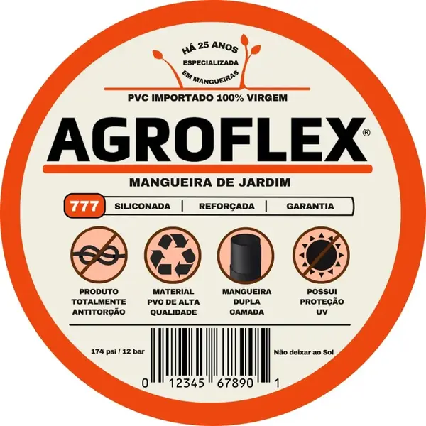 Mangueira Agroflex — Detalhe do PVC 100% virgem sem capa preta interna