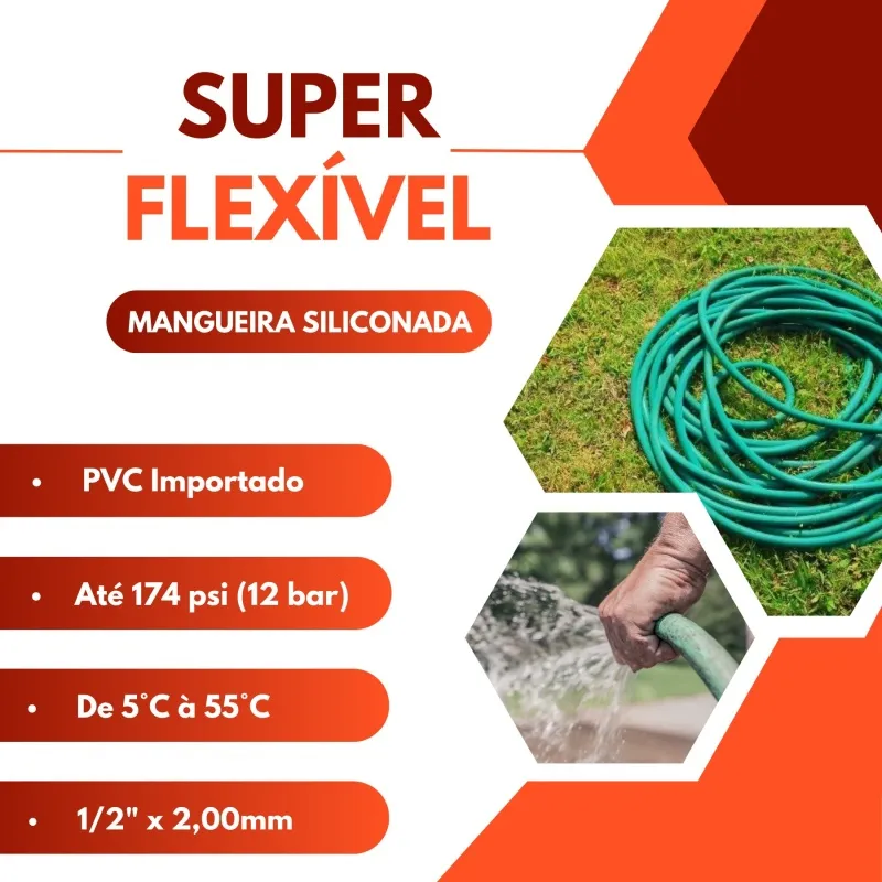 Mangueira Agroflex — Esguicho regulável Tramontina e adaptador