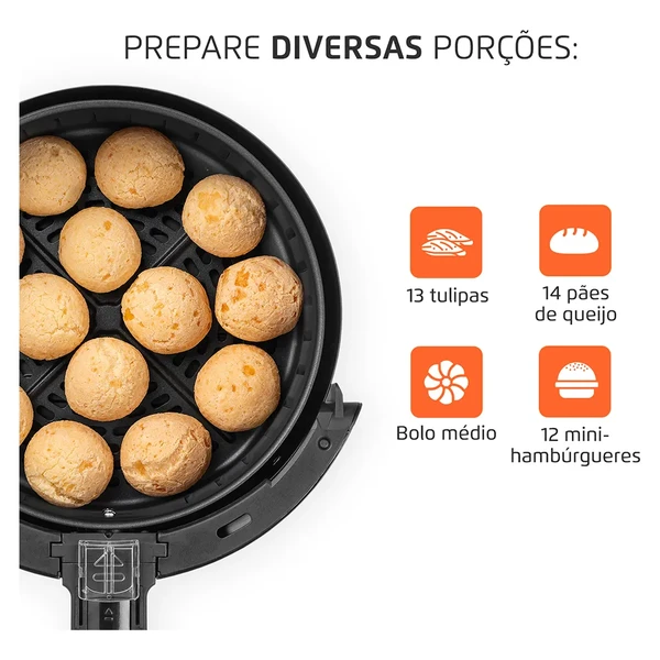 Air Fryer Mondial AF-30 — Detalhe dos controles analógicos