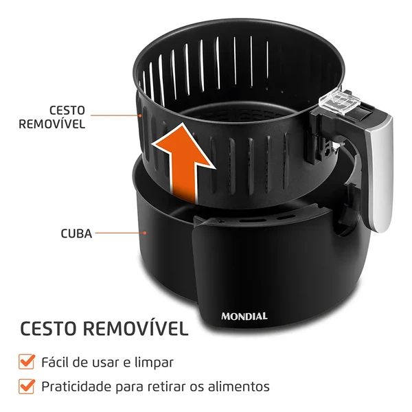 Air Fryer Mondial AF-30 — Cesta removível de 3,5L