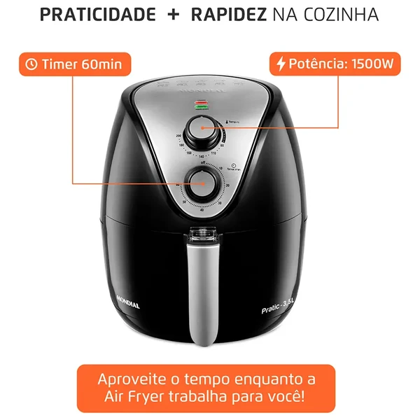 Air Fryer Mondial AF-30 — Em uso preparando alimentos