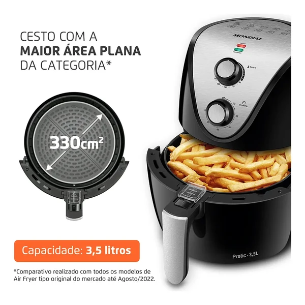 Air Fryer Mondial AF-30 Family Inox IV 3,5L Preta
